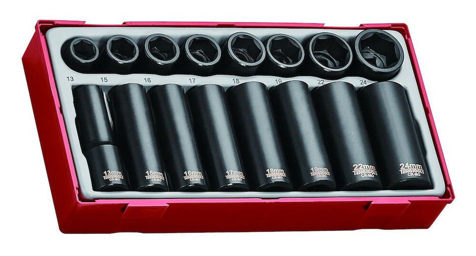 Teng Tools TT9116N 1/2" Impact Socket Set ANSI TT1 16 Pieces