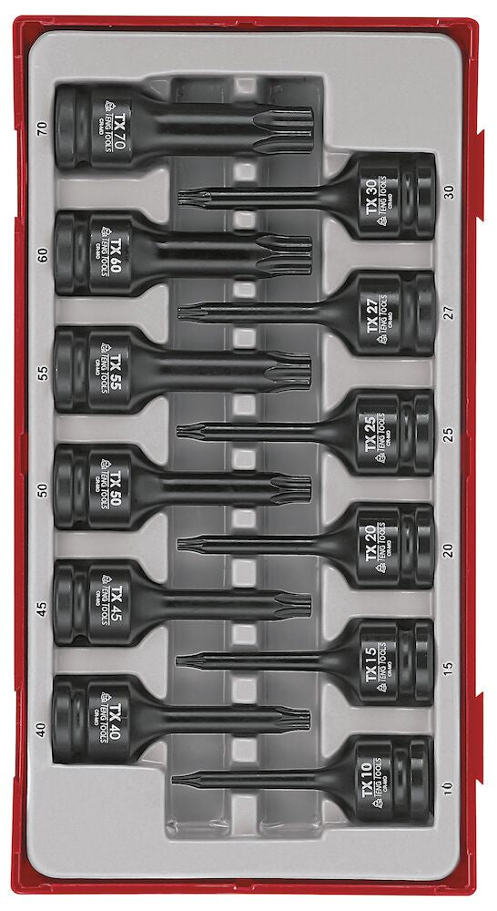 Teng Tools TT9212TX 1/2" TX Impact Socket Set DIN TT1 12 Pieces