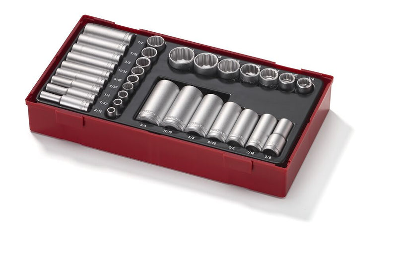 Teng Tools TTAF3212 1/4" & 3/8" Socket Set 12 pt AF TT1 32 Pieces