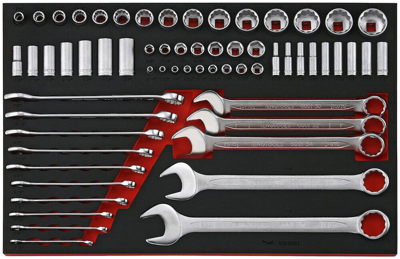 Teng Tools TTEAF62 Socket and Spanner Set AF Sizes 62 Pieces EVA Tray