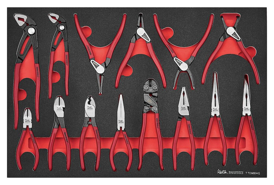 Teng Tools TTEMB14Q Plier Set Vinyl Grip Q FOAM4X4 14 Pieces