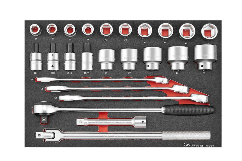 Teng Tools TTESK25 Metric 6-point socket & spanner set 25 pieces