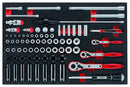 Teng Tools TTESK77 Socket Set 1/4" 3/8" and 1/2" Drive 76 Pieces EVA Tray