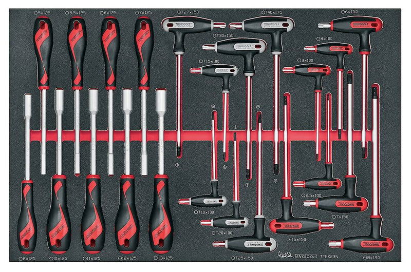 Teng Tools TTEX23N Nut and T Handle Driver Set 23 Pieces EVA Tray