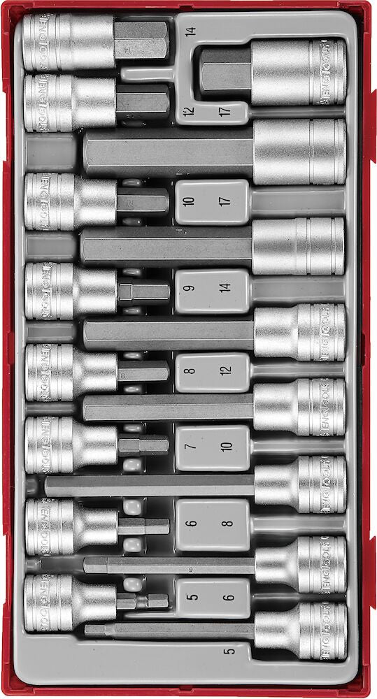 Teng Tools TTHEX16 Socket Set 1/2" Drive Hex Bit 16 Pieces TT Tray