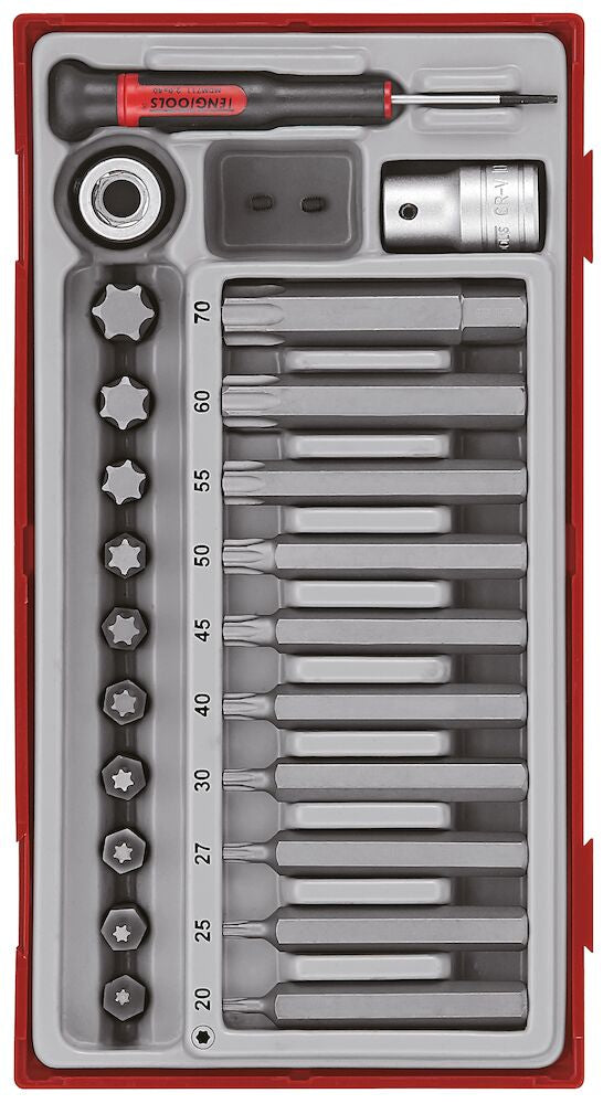 Teng Tools TTTX23 Socket Set 1/2" Drive TX Bit 23 Pieces TT Tray