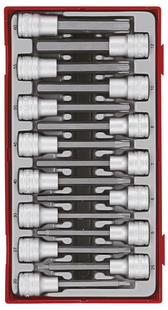 Teng Tools TTTXH15 Socket Set 1/2" Drive Hex/TX Bit 15 Pieces TT Tray