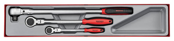 Teng Tools TTXRF03 Long Arm Ratchet Flex Head Set TTX4 3 pieces