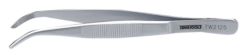 Teng Tools TW2125 Tweezers 125mm Bent Serrated Jaw