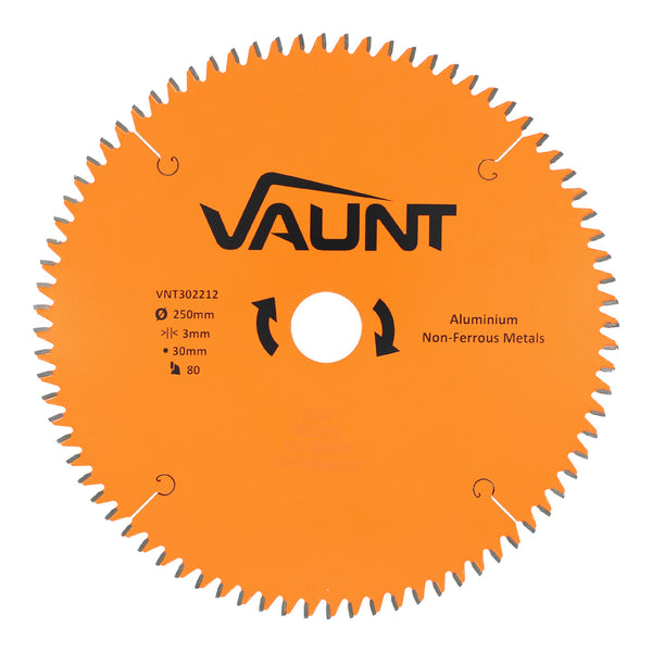 Vaunt V1310021 250mm x 30mm 80T TCT Circular Saw Blade for Aluminium Cutting