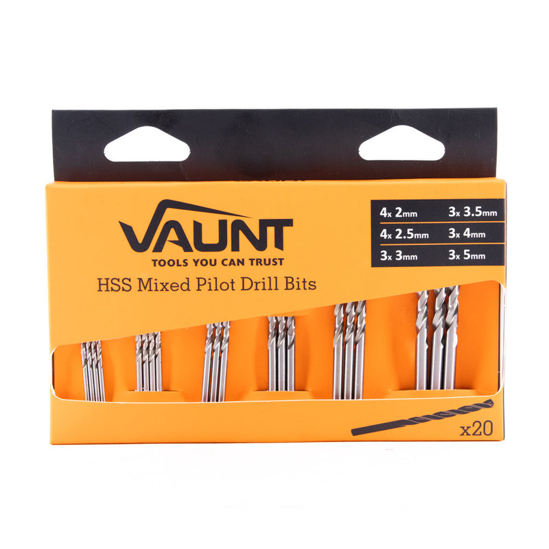 Vaunt V1324058 20 Piece HSS Pilot Drill Bit Pack