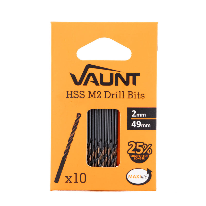 Vaunt V1324070 2.0mm x 49mm HSS M2 Turbo Drill Bits - Pack of 10