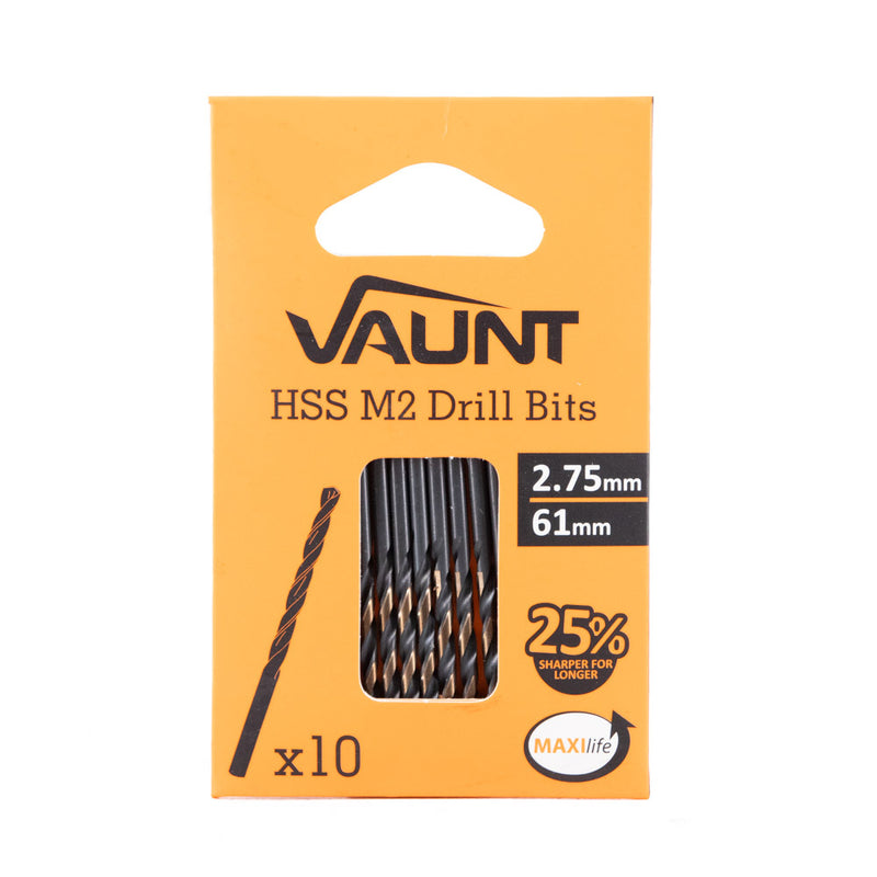 Vaunt V1324072 2.75mm x 61mm HSS M2 Turbo Drill Bits - Pack of 10