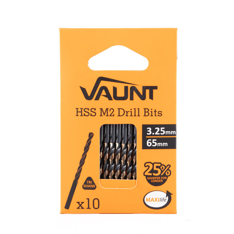 Vaunt V1324074 3.25mm x 65mm HSS M2 Turbo Drill Bits - Pack of 10