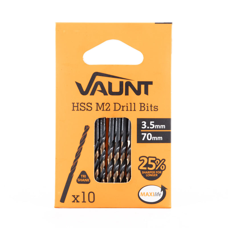 Vaunt V1324075 3.5mm x 70mm HSS M2 Turbo Drill Bits - Pack of 10