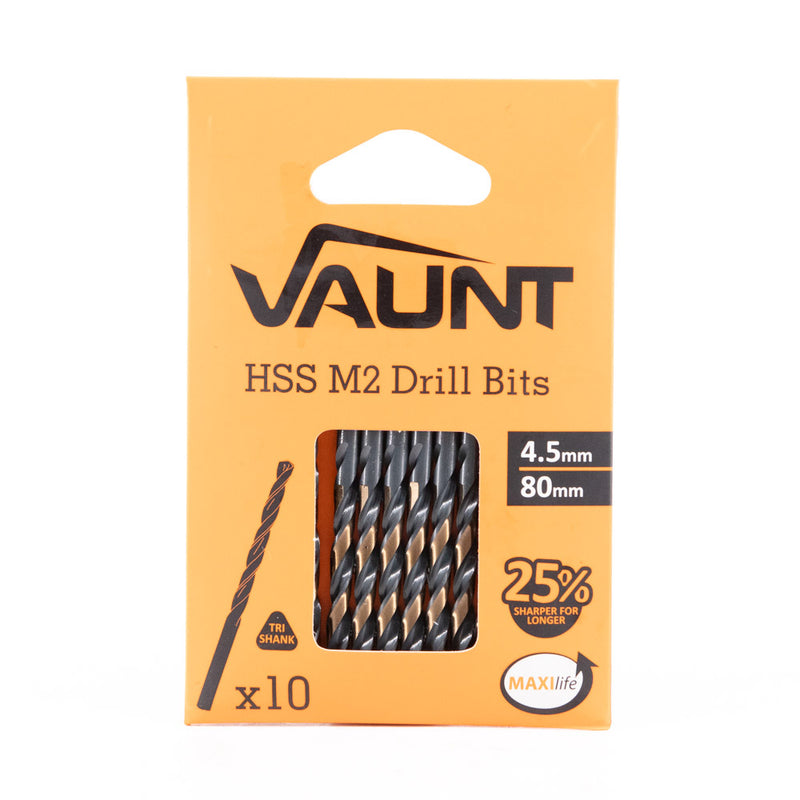 Vaunt V1324077 4.5mm x 80mm HSS M2 Turbo Drill Bits - Pack of 10