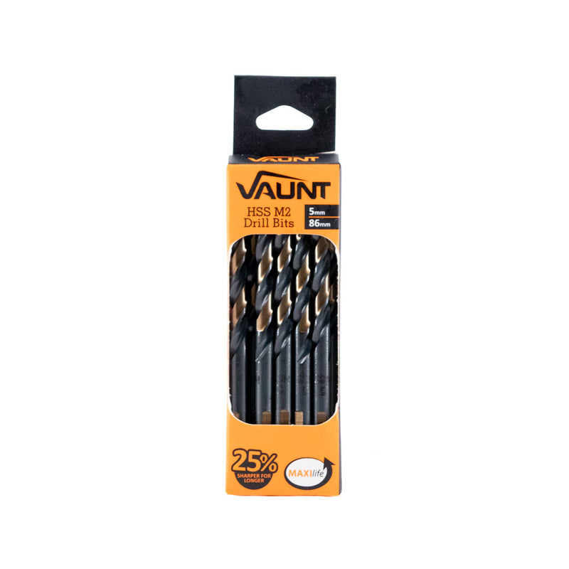 Vaunt V1324078 5.0mm x 86mm HSS M2 Turbo Drill Bits - Pack of 10