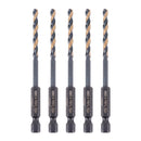 Vaunt V1324094 4.0mm 1/4'' Hex Shank HSS M2 Turbo Drill Bits - Pack of 5