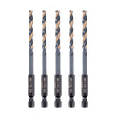 Vaunt V1324095 5.0mm 1/4'' Hex Shank HSS M2 Turbo Drill Bits - Pack of 5