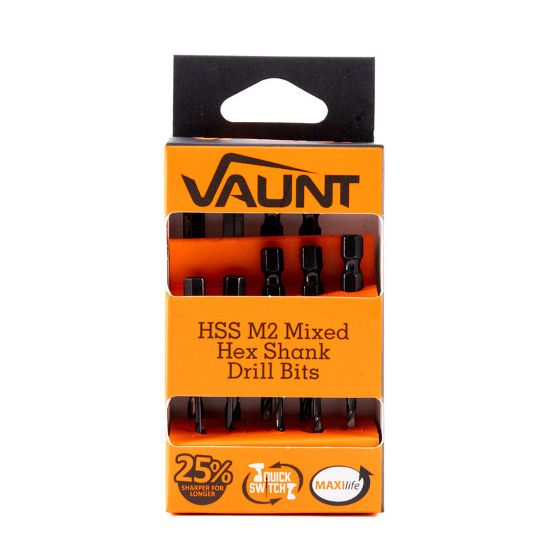 Vaunt V1324096 10 Piece 1/4'' Hex Shank HSS M2 Turbo Drill Bit Set