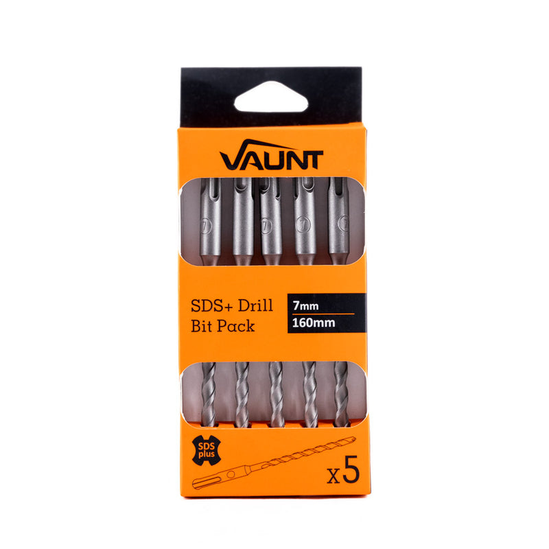 Vaunt V1329034 SDS+ Drill Bits 7mm x 160mm - Pack of 5