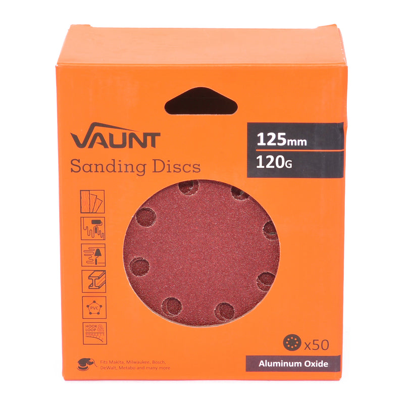 Vaunt V1357010 125mm 120 Grit Sanding Discs - Pack of 50