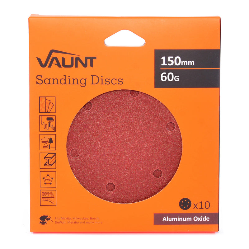 Vaunt V1357031 150mm 60 Grit Sanding Discs - Pack of 10