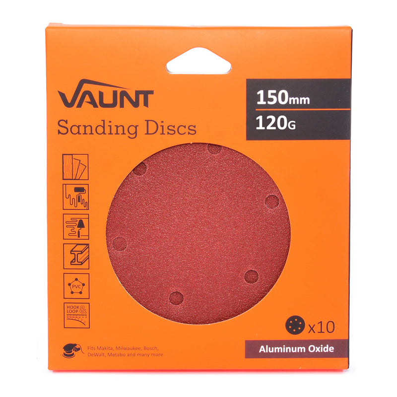 Vaunt V1357033 150mm 120 Grit Sanding Discs - Pack of 10