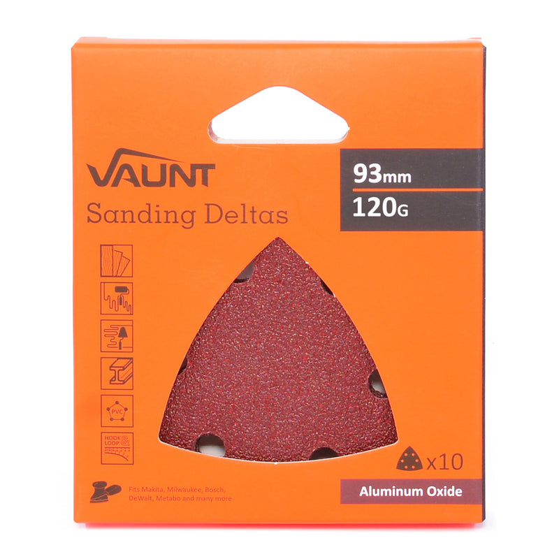 Vaunt V1357133 93mm 120 Grit Delta Sanding Sheets - Pack of 10