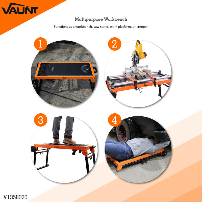 Vaunt V1358020 4-in-1 Multipurpose WorkBench, Creeper, Platform and Saw Stand