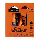 Vaunt V1425020 4.5m x 25mm Heavy Duty Ratchet Strap - Pack of 2