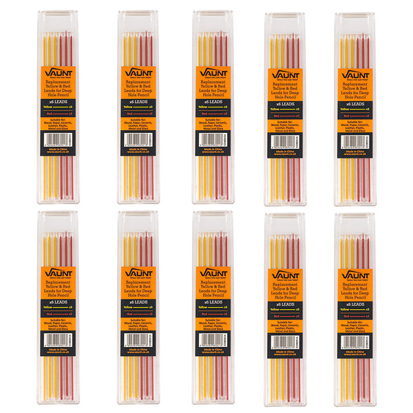 Vaunt V1428014 Replacement Yellow and Red Leads For Deep Hole Pencil-Pack Of 60