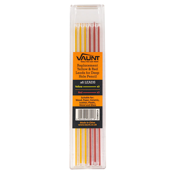 Vaunt V1428015 Replacement Yellow and Red Leads For Deep Hole Pencil-Pack Of 6