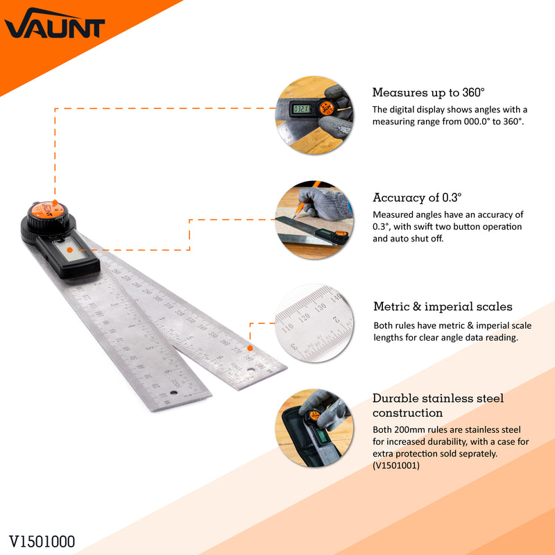 Vaunt V1501000 Digital Angle Rule 200mm