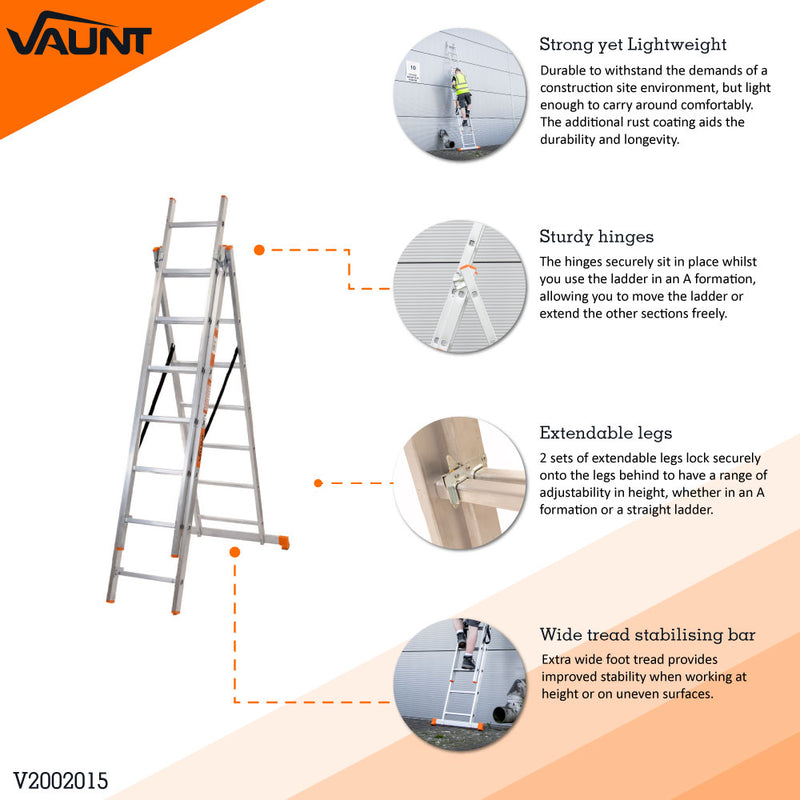 Vaunt V2002015 3 Piece 4.2m Extension Ladder