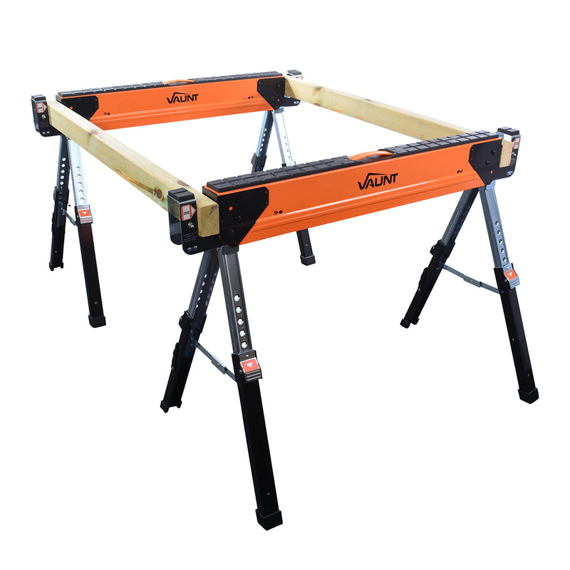 Vaunt V2003013 Heavy Duty Adjustable Height Saw Horse Twin Pack
