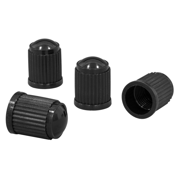 Sealey VCP4 Plastic Valve Caps 4pc - Black