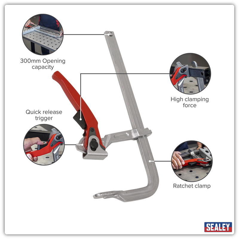 SEALEY WRC300 Welding Ratchet Clamp 300 x 120mm