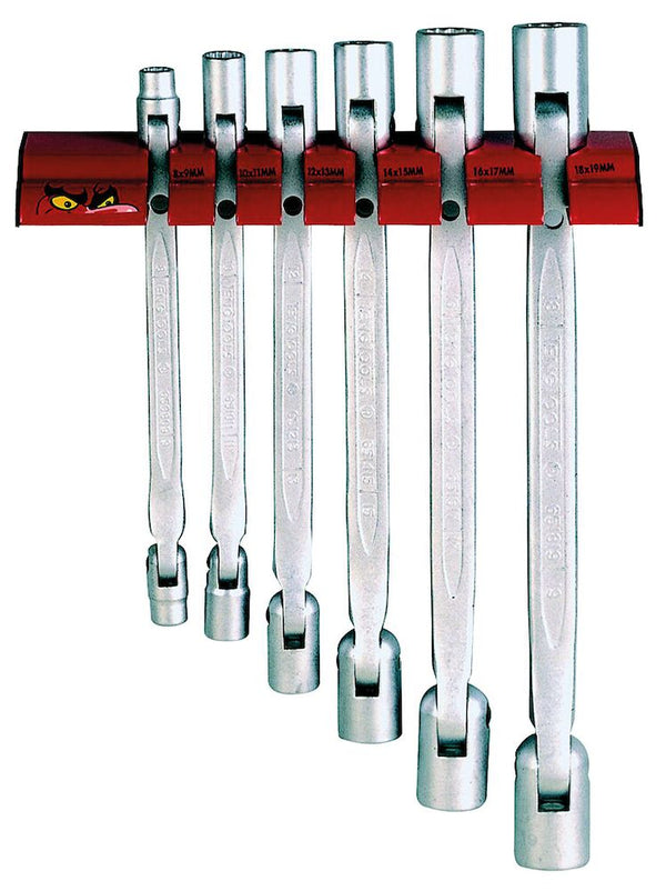 Teng Tools WRDF06 Wrench Set Double Flex 6 Pieces Wall Rack