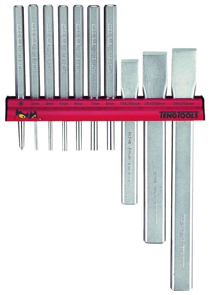 Teng Tools WRPC10 Punch and Chisel Set 10 Pieces Wall Rack