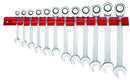 Teng Tools WRSP12RS Spanner Set Ratchet Combination 12 Pieces Wall Rack