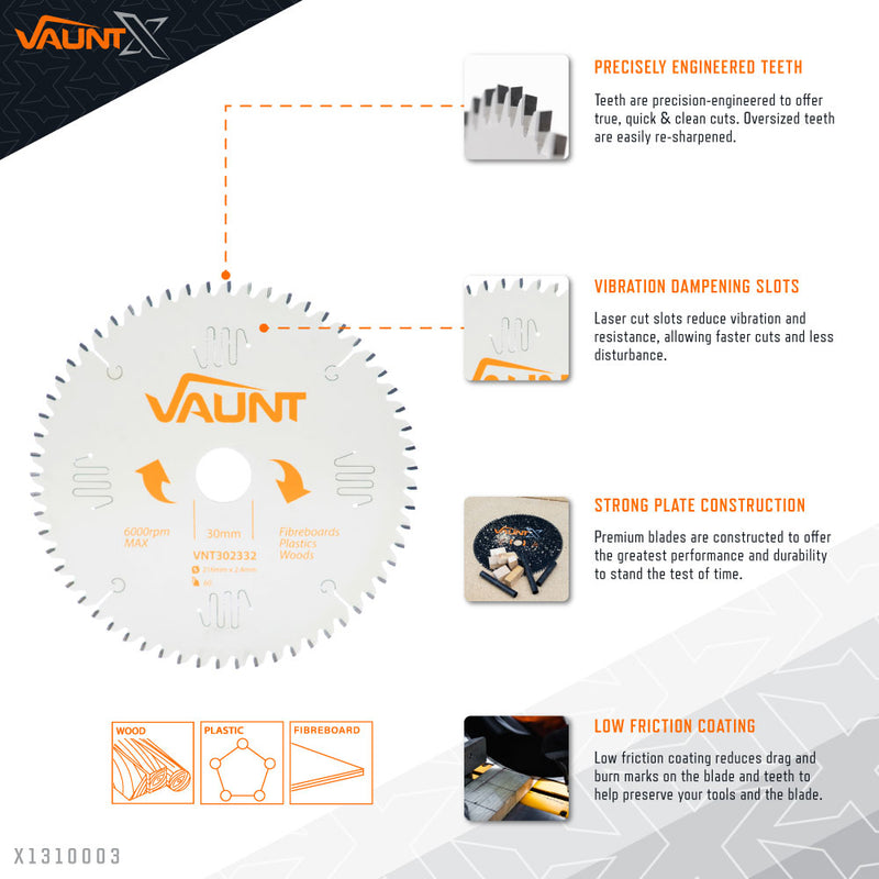 Vaunt X1310003 X 216mm x 30mm 60T TCT Premium Circular Saw Blade