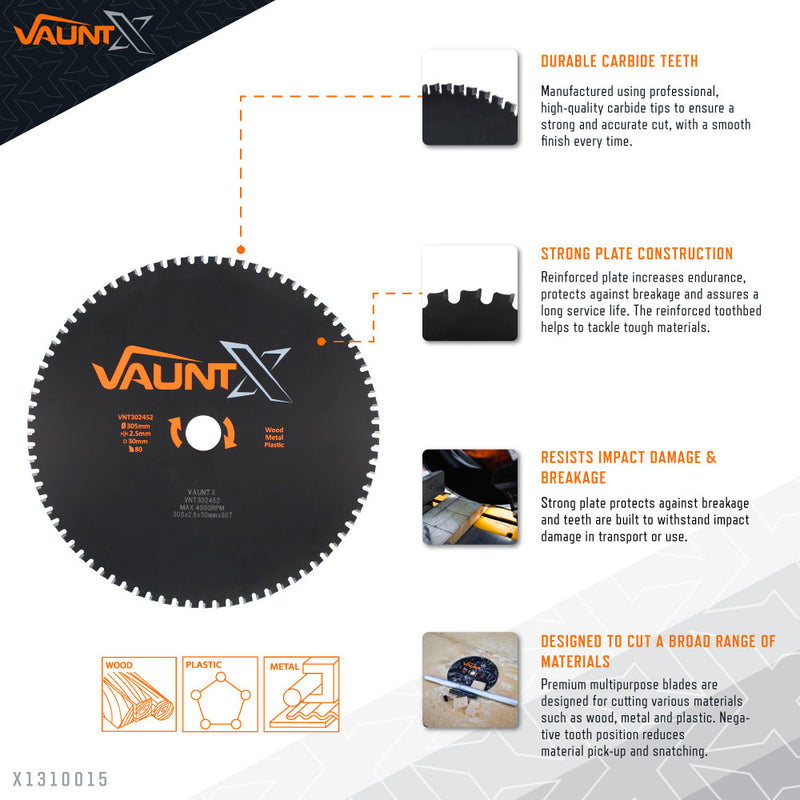 Vaunt X1310015 X 305mm x 30mm 80T TCT Multi-Purpose Circular Saw Blade