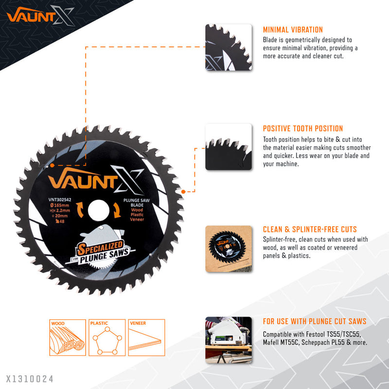 Vaunt X1310024 X 165mm x 20mm 48T TCT Circular Plunge Saw Blade