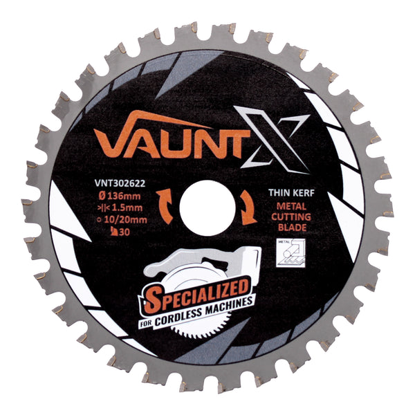 Vaunt X1310032 X 136mm x 20mm 30T TCT Circular Thin Kerf Saw Blade for Metal Cutting with 10mm Reduction Ring