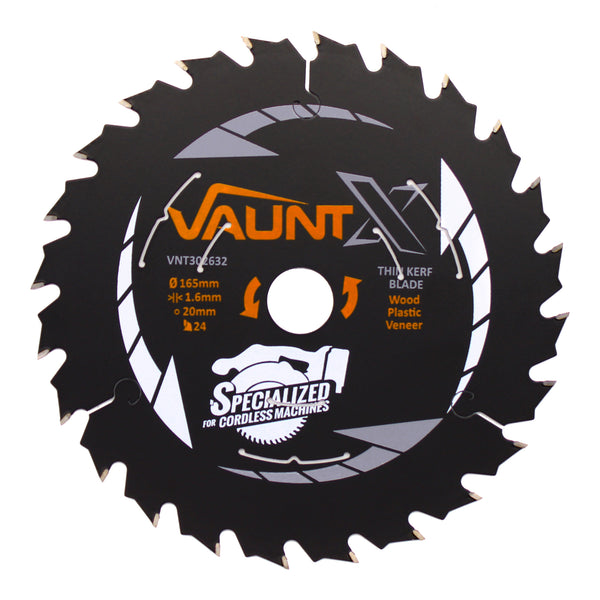 Vaunt X1310033 X 165mm x 20mm 24T TCT Circular Thin Kerf Saw Blade