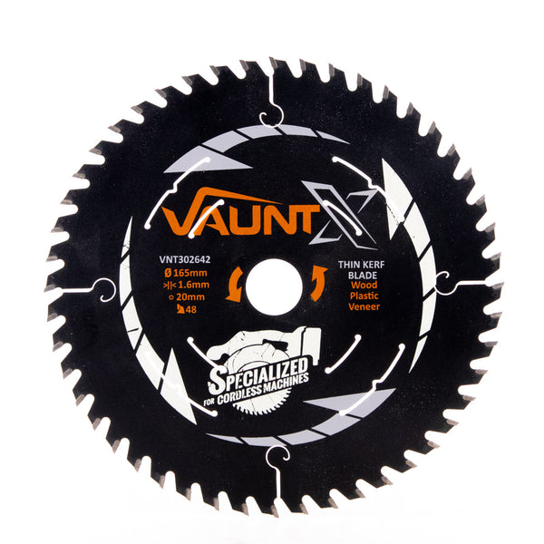 Vaunt X1310034 X 165mm x 20mm 48T TCT Circular Thin Kerf Saw Blade