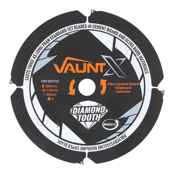 Vaunt X1310042 X 184mm x 20mm 4 Diamond Teeth PCD Circular Saw Blade