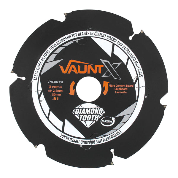 Vaunt X1310043 X 190mm x 30mm 6 Diamond Teeth PCD Circular Saw Blade