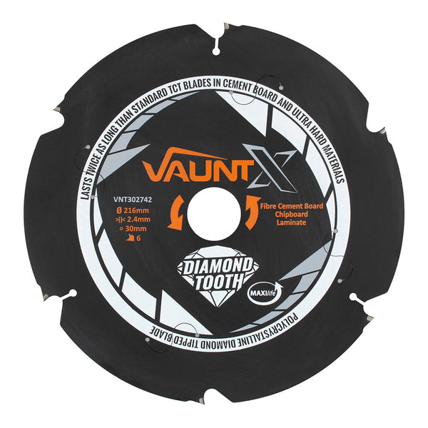 Vaunt X1310044 X 216mm x 30mm 6 Diamond Teeth PCD Circular Saw Blade